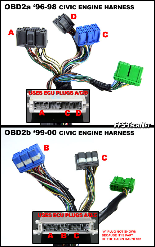 OBD2B TO OBD1 ECU Jumper Conversion Wring Wire Harness For Honda Acura 98-02